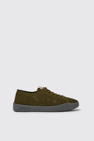 Side view of Peu Touring Green recycled PET sneakers for men