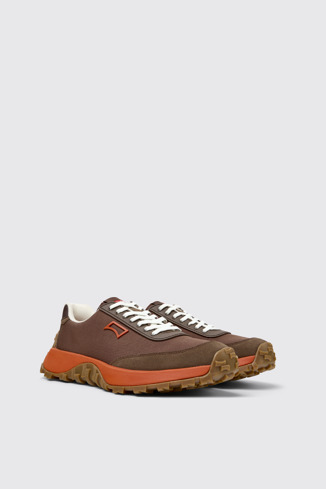 Front view of Drift Trail Brown Textile and Nubuk Sneakers for Men.