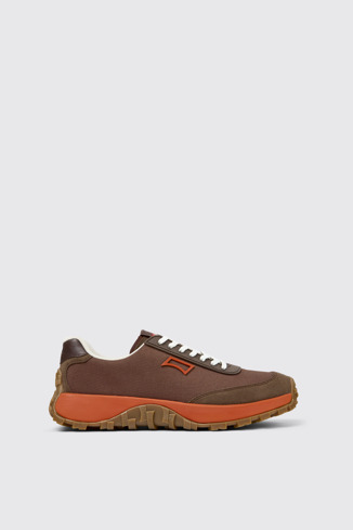 Side view of Drift Trail Brown Textile and Nubuk Sneakers for Men.