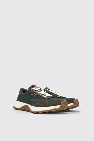 Front view of Drift Trail Green Textile and Nubuck Sneakers for Men.