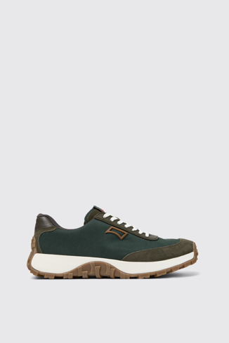Side view of Drift Trail Green Textile and Nubuck Sneakers for Men.