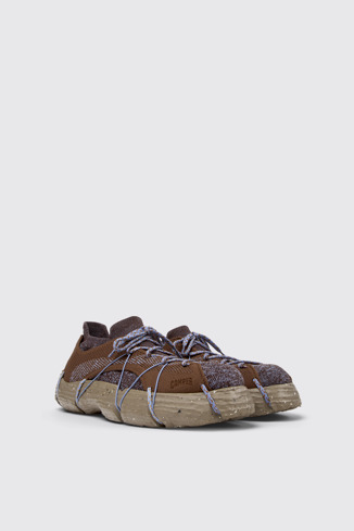Front view of ROKU Brown/Blue Sneaker for Men