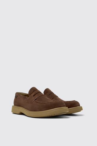 Norman Chaussures en cuir velours marron pour homme.