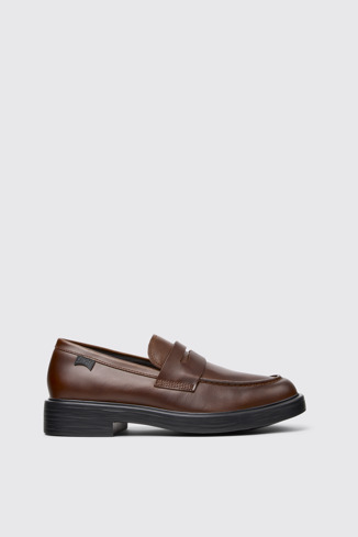 Side view of Dean Brown Leather Moccasins for Men.