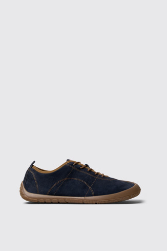 Side view of Peu Path Blue Nubuck Sneakers for Men.