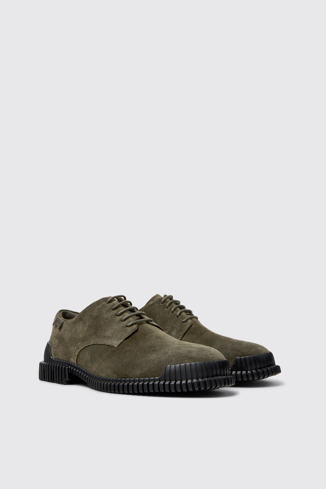 Front view of Pix Green Suede Shoes for Men.