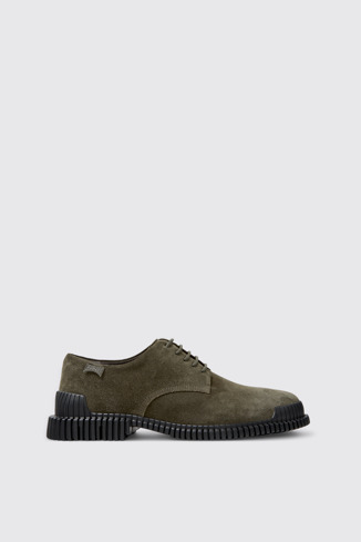 Side view of Pix Green Suede Shoes for Men.