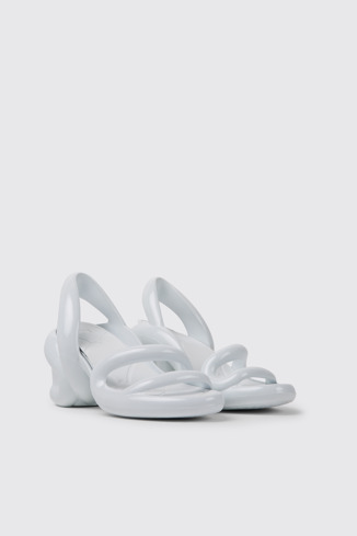 Front view of Kobarah White unisex sandals