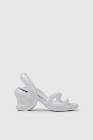 Side view of Kobarah White unisex sandals