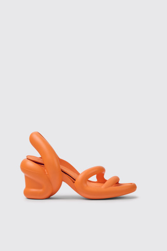 Side view of Kobarah Orange unisex sandals