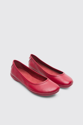 Front view of Right Red Ballerinas for Women