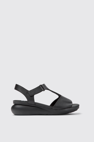 Side view of Balloon Black women’s T-strap sandal