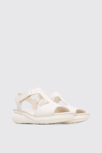 Front view of Balloon Women’s cream T-strap sandal