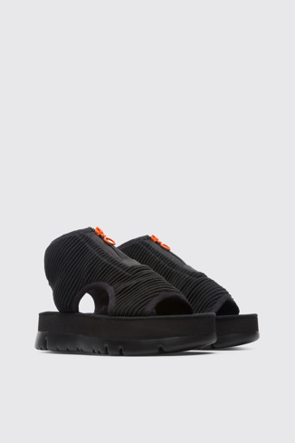 Front view of Oruga Up Black Sandals for Women