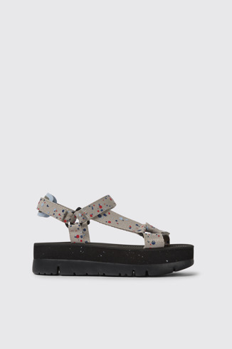 Side view of Oruga Up Multicolored recycled PET sandals for women