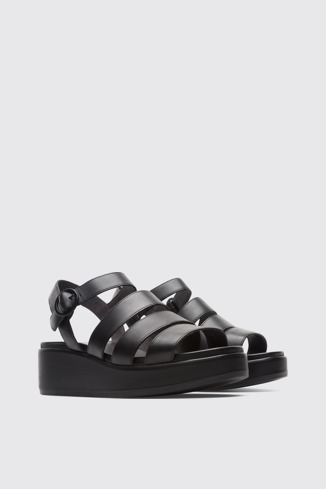 Front view of Misia Black Sandals for Women