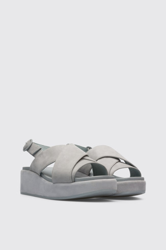 Front view of Misia Women’s light gray x-strap sandal