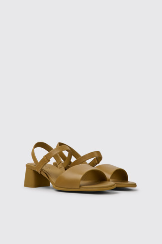 Front view of Katie Brown leather sandals for women
