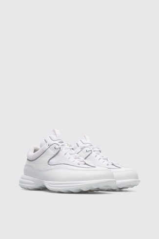 Front view of Pop Trading Company White women's sneaker