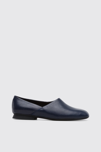 Side view of Casi Myra Women's blue ballerina shoe