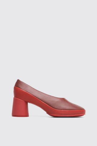 Side view of Upright Women's red full grain shoe