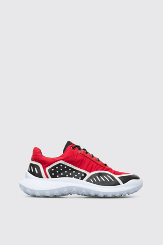 Side view of Camper x SailGP Red and black sneaker for women
