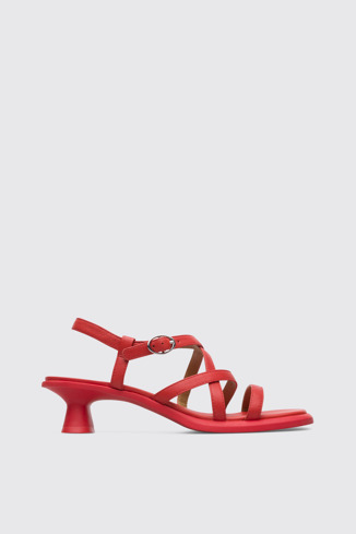 Side view of Dina Red sandal for women