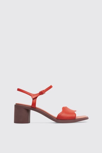 Side view of Meda Red sandal for women