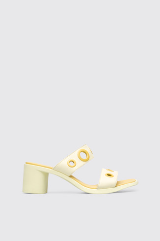 Side view of Meda Yellow sandal for women