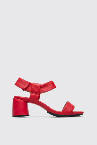 Side view of Upright Red sandal for women