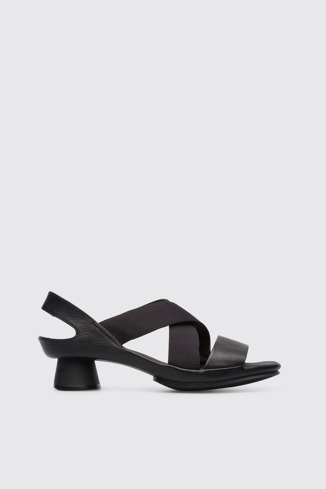 Side view of Alright Black leather women’s sandal