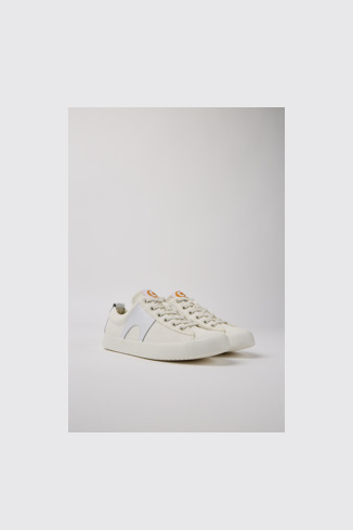 Front view of Imar White leather sneakers for women