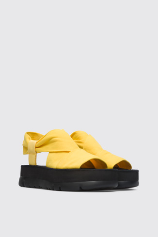 Front view of Oruga Up Yellow sailor knotted sandal for women