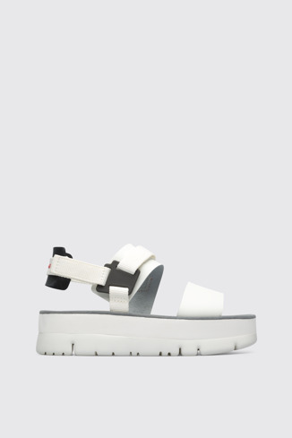 Side view of Oruga Up White sandal for women