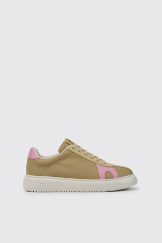 Side view of Runner K21 Beige and pink sneakers for women