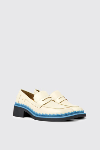 Alternative image of K201320-009 - Taylor - White and blue leather loafers for women