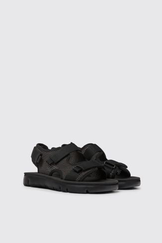 Front view of Oruga Black and grey sandals for women