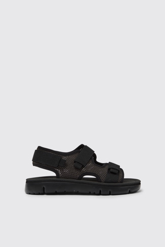 Side view of Oruga Black and grey sandals for women