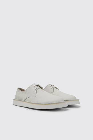 Front view of Brothers Polze White leather shoes for women