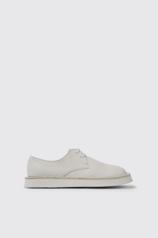 Side view of Brothers Polze White leather shoes for women