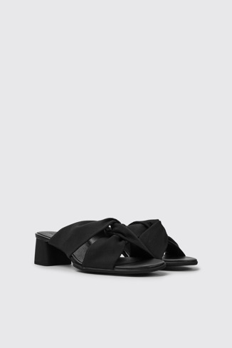 Front view of Katie Black recycled PET sandals for women