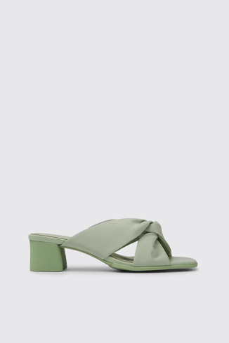 Side view of Katie Green recycled PET sandals for women
