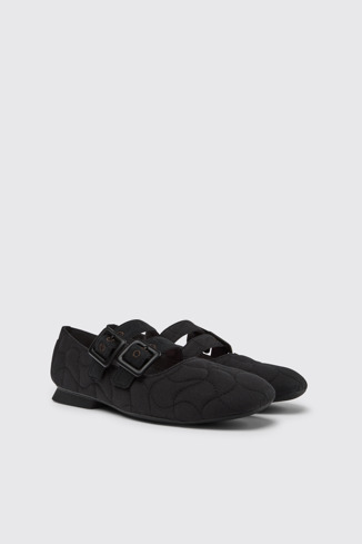 Front view of Casi Myra Black 100% recycled PET shoes for women