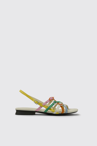 Side view of Twins Multicolored leather sandals for women