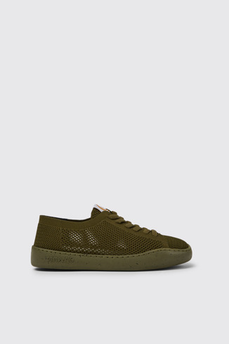 Side view of Peu Touring Green recycled PET sneakers for women