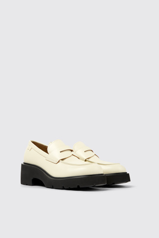 Alternative image of K201425-016 - Milah - White leather loafers for women