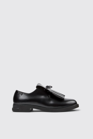 Side view of Iman Black leather shoes for women