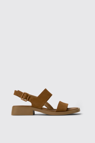 Side view of Dana Brown Nubuck Leather Sandals for Women.