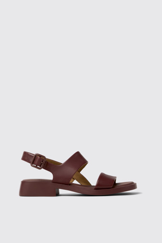 Side view of Dana Burgundy Leather Sandals for Women.