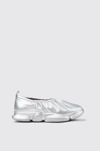 Side view of Karst Silver Leather Women's Shoes.